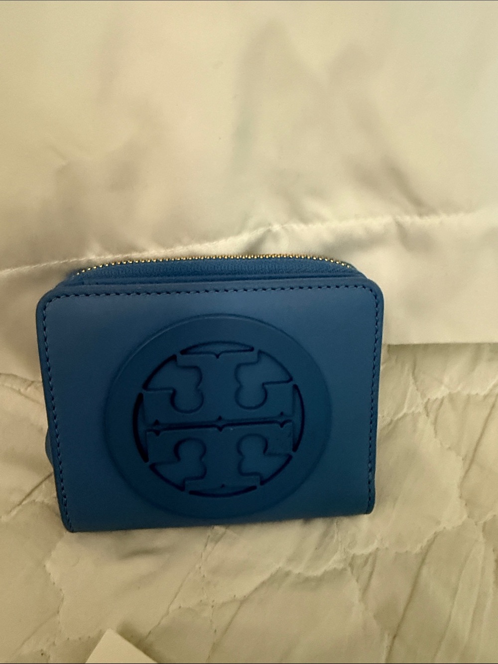 Tory Burch Montego Blue Charlie Mini Zip Wallet - Picture 6 of 7